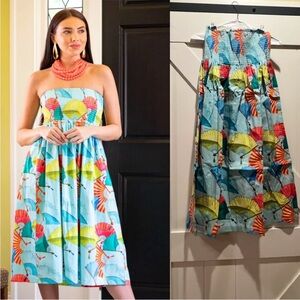 Colorful Fan Print Strapless dress/Skirt